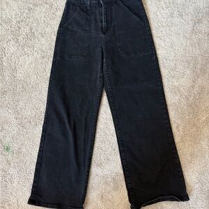 Just Black Flare Wide Leg Jeans in Black